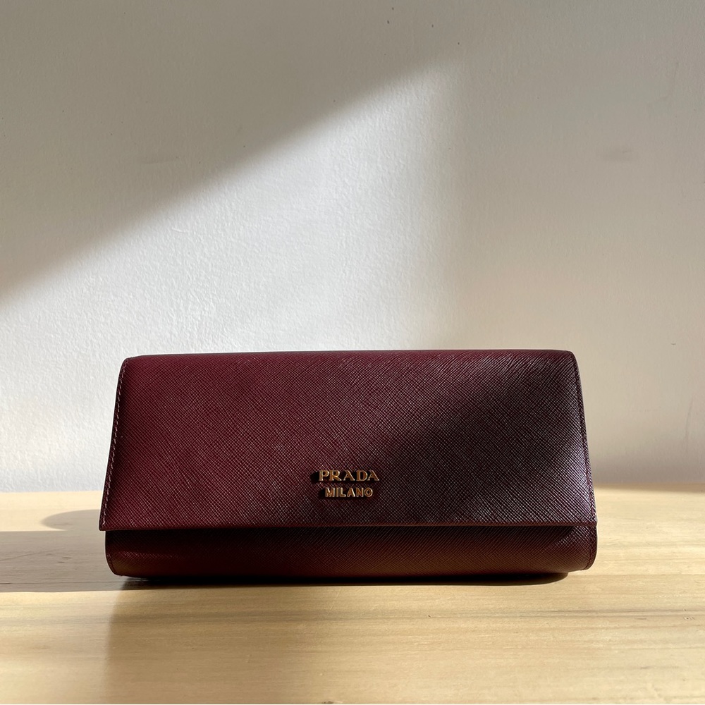 PRADA Bibliothèque Clutch Leather Cross Body Bag - Picture 4 of 5